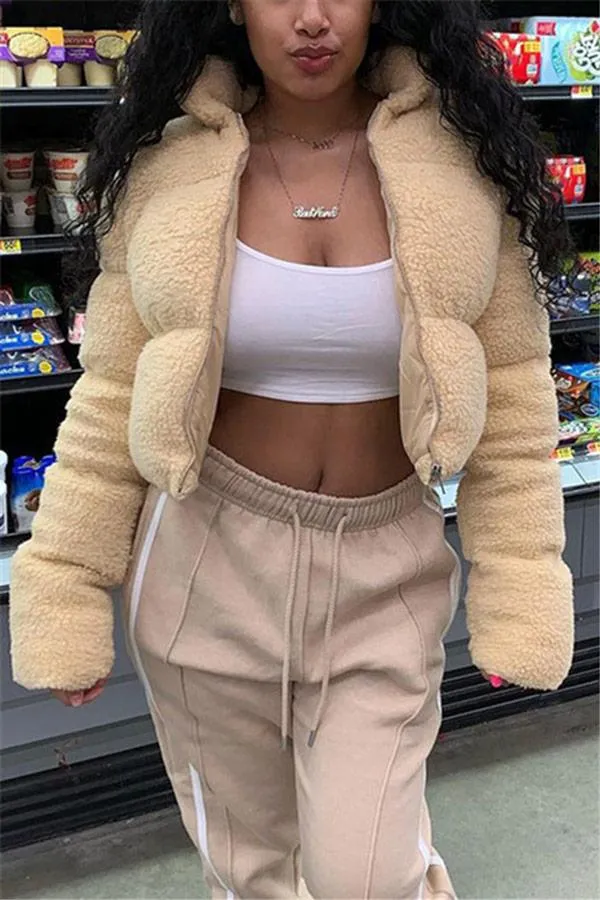 Fashion Warm Solid Color Outerwear