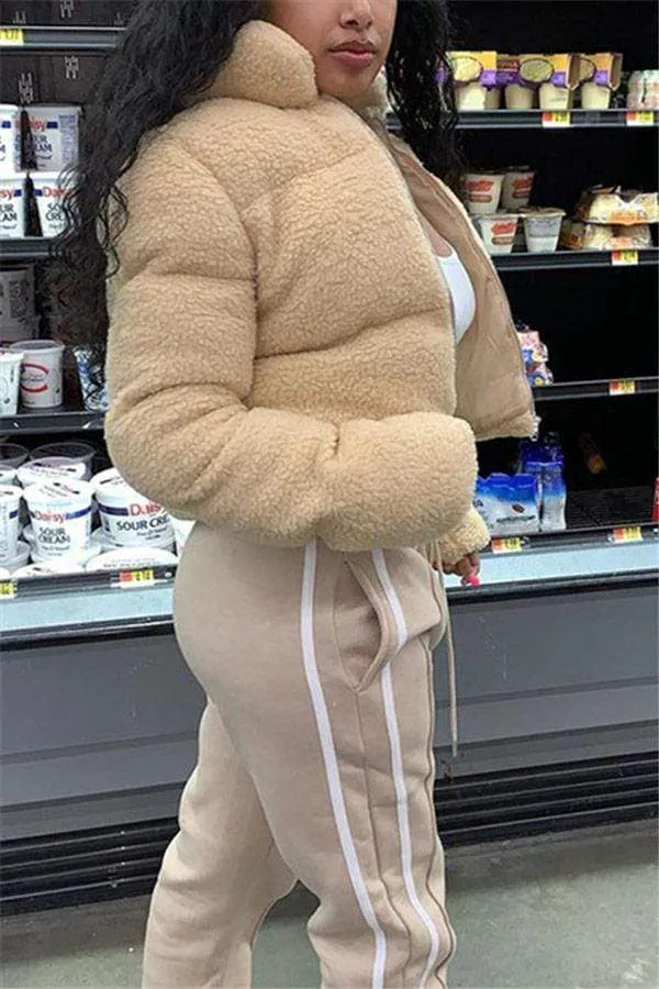 Fashion Warm Solid Color Outerwear