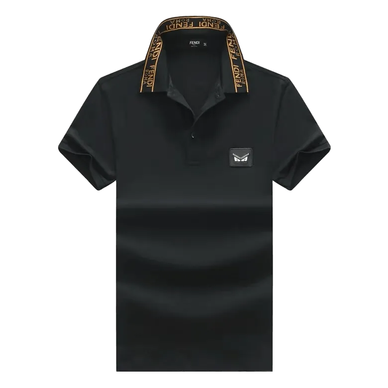FD Roma Classic Designer Collar Iron Logo Polo- Black