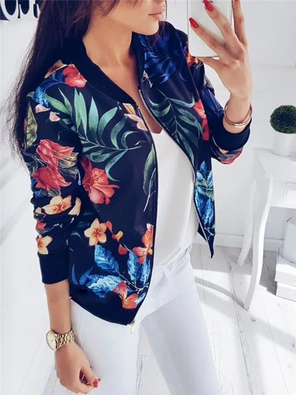 Floral Printed Bomber Jacket