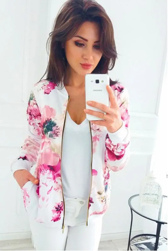 Floral Printed Bomber Jacket