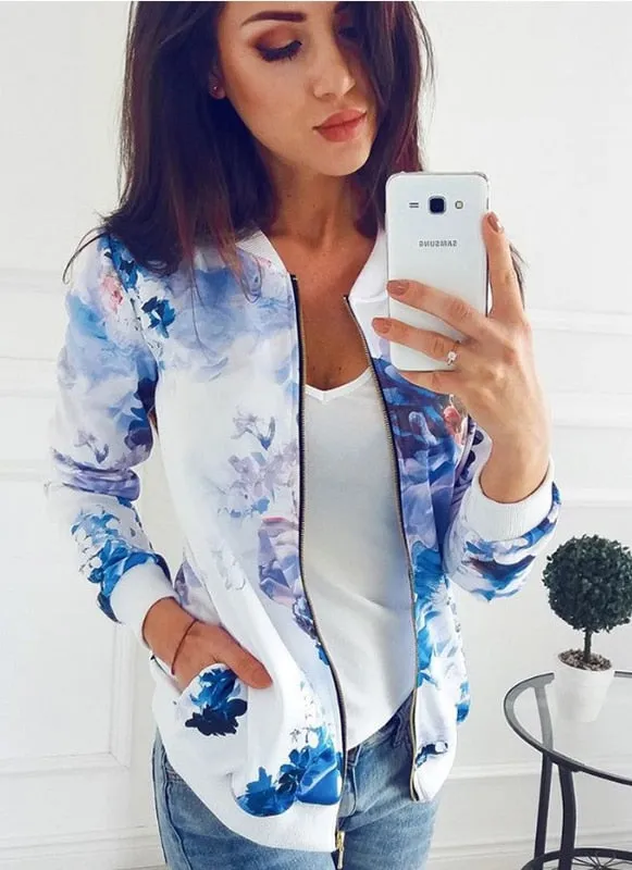 Floral Printed Bomber Jacket