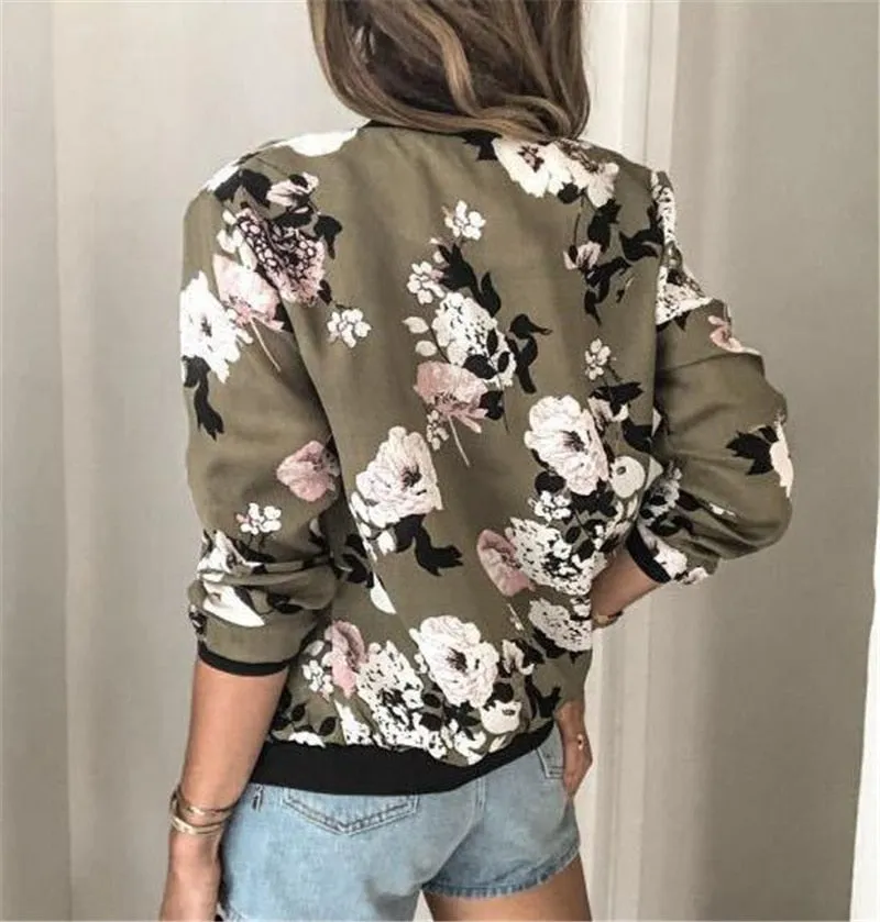 Floral Printed Bomber Jacket
