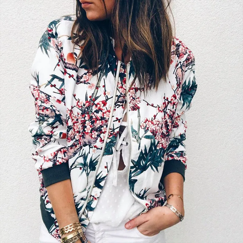 Floral Printed Bomber Jacket