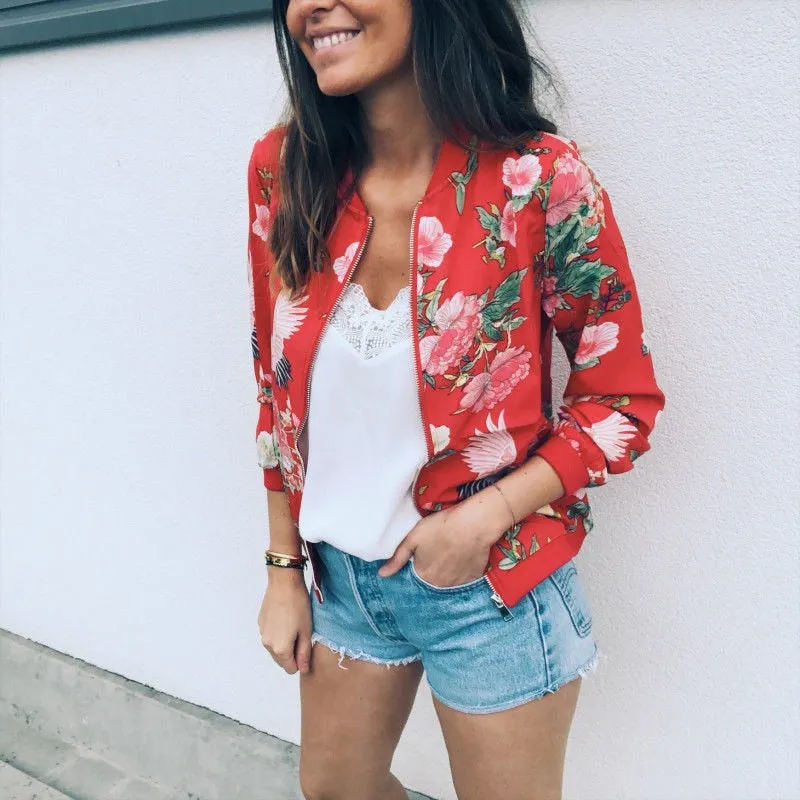 Floral Printed Bomber Jacket