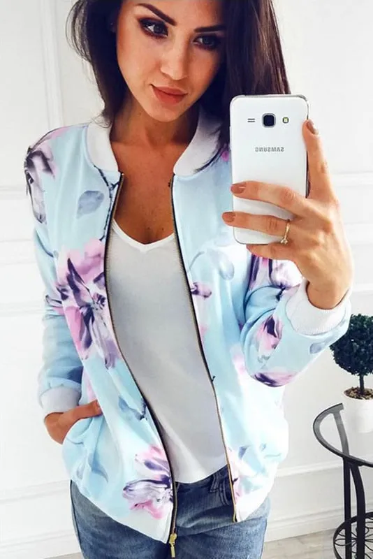 Floral Printed Bomber Jacket