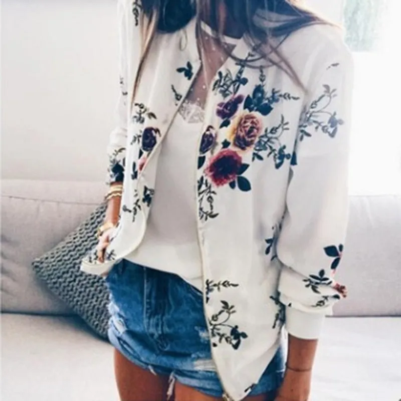Floral Printed Bomber Jacket