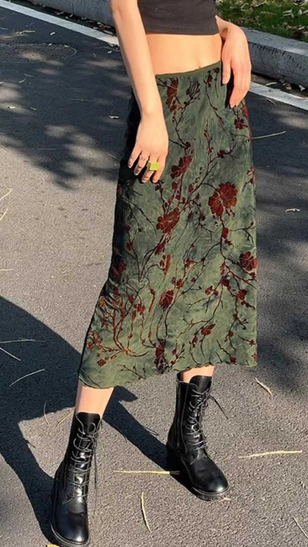 Flytonn-cute winter outfits casual winter outfits christmas outfit party look inspos Vintage Mid Calf Floral Long Skirts