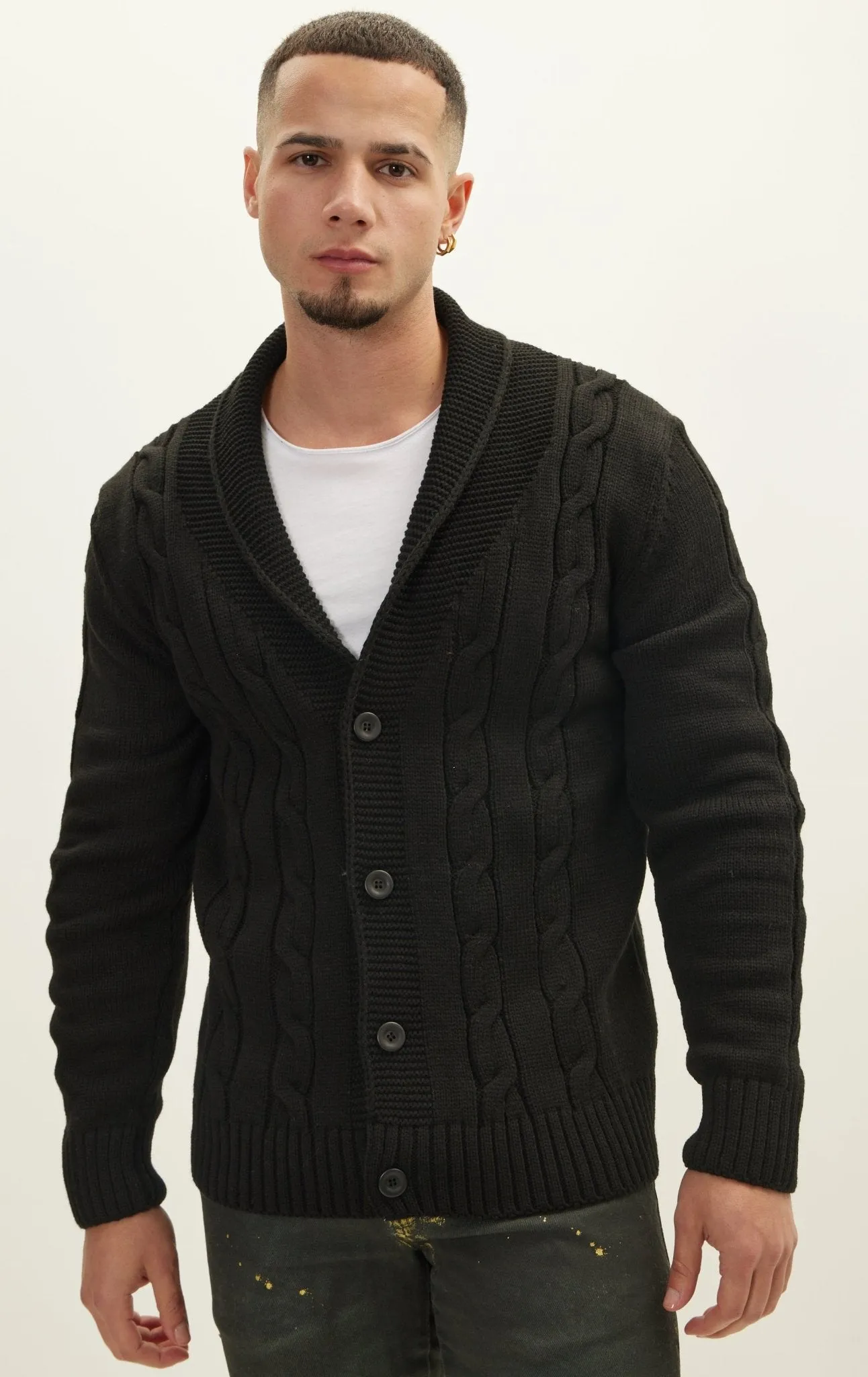 Four Button Down Cardigan - Black