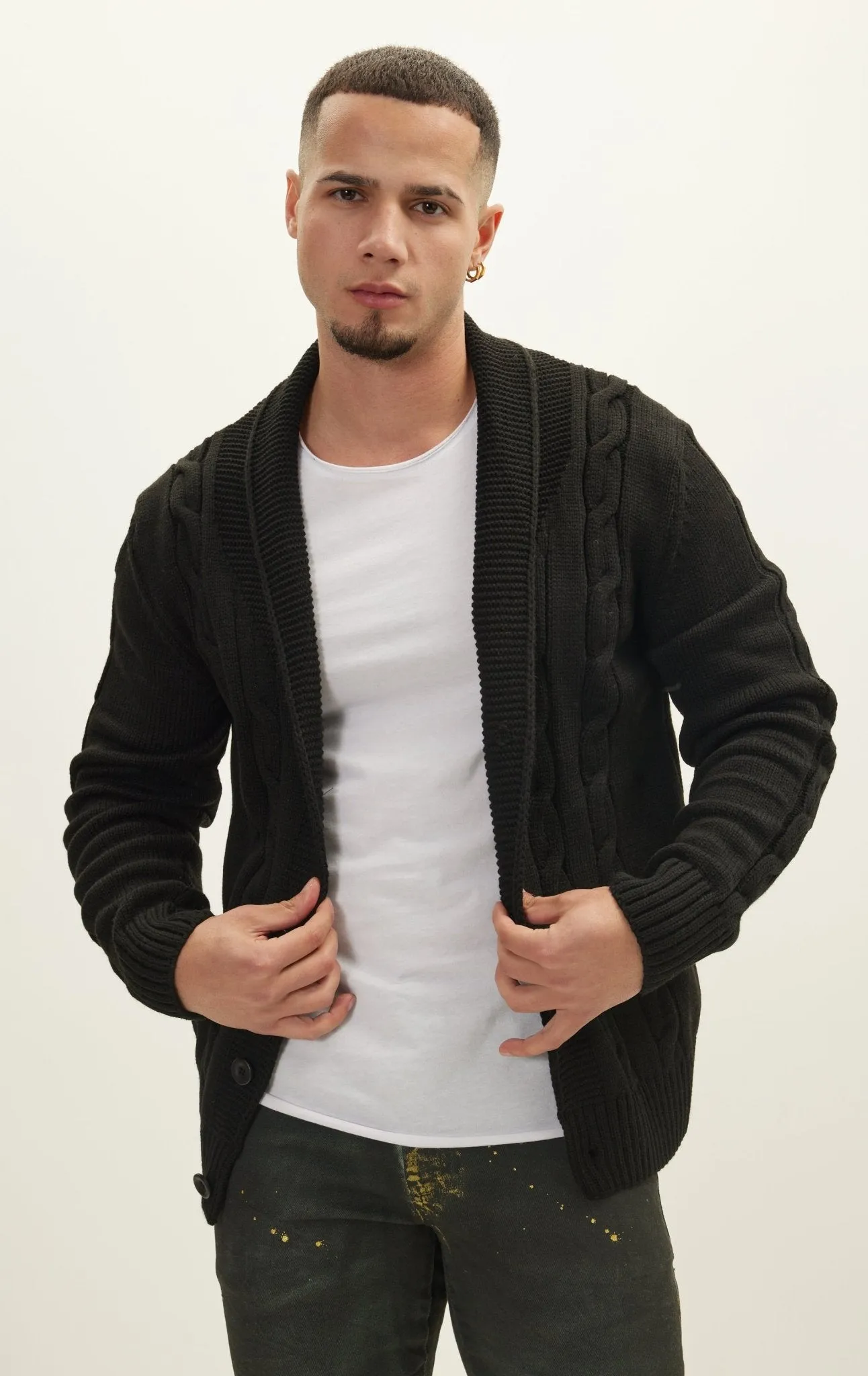 Four Button Down Cardigan - Black