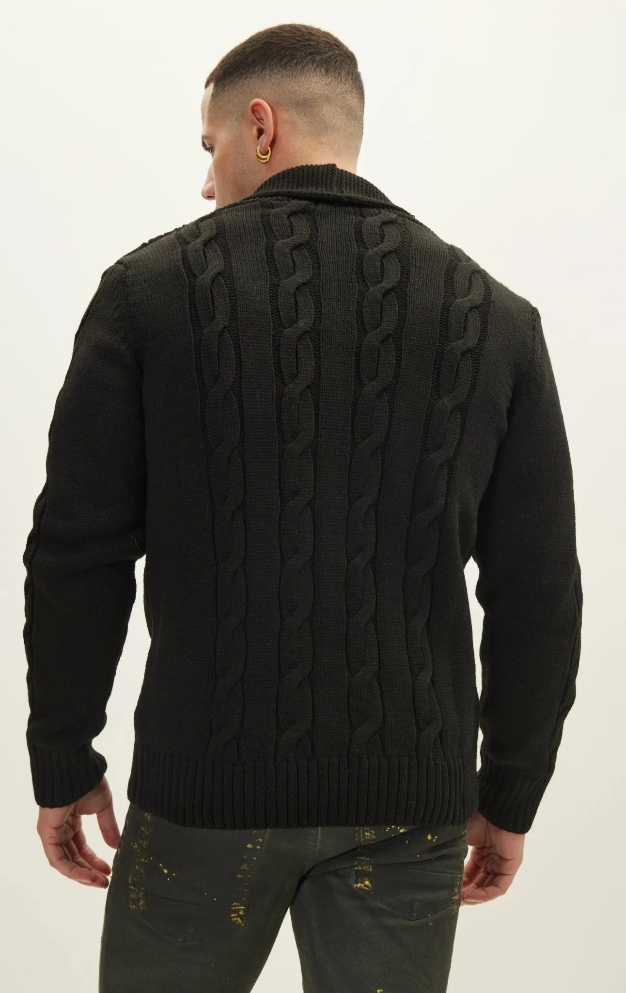 Four Button Down Cardigan - Black