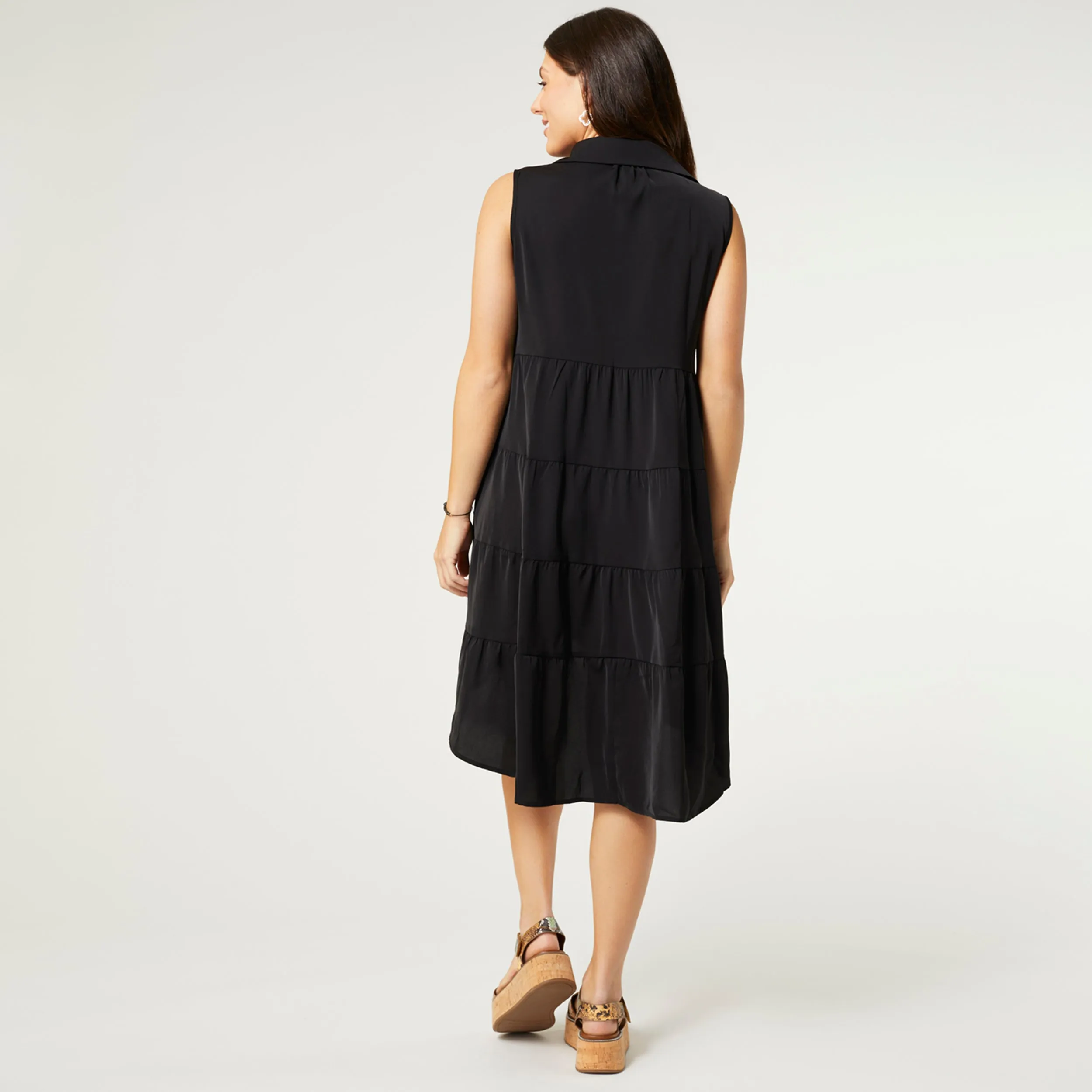 Georgina Sleeveless Dress with Collar - Black