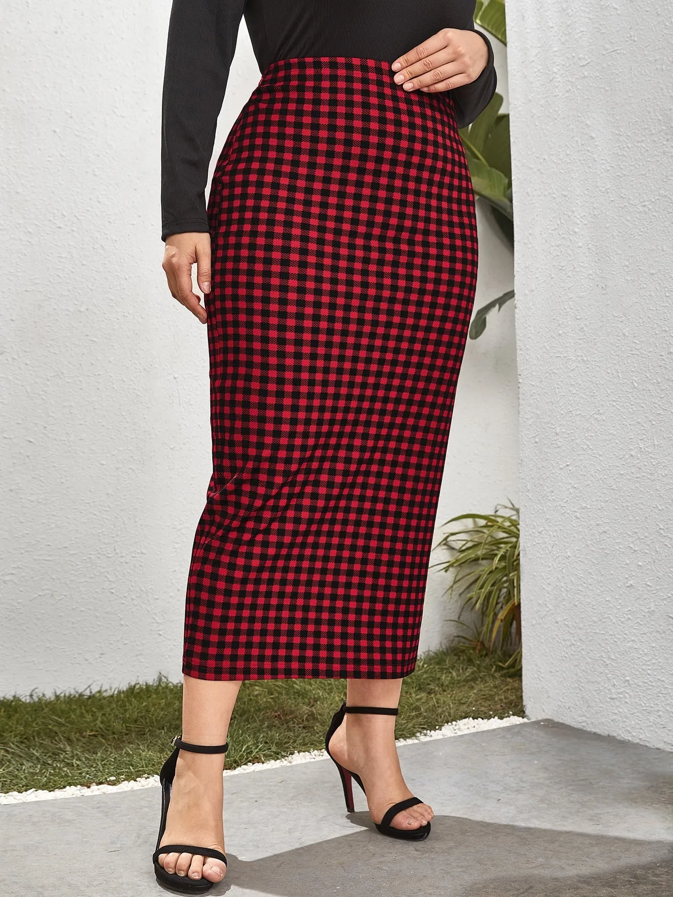 Gingham Long Plus Size Skirts