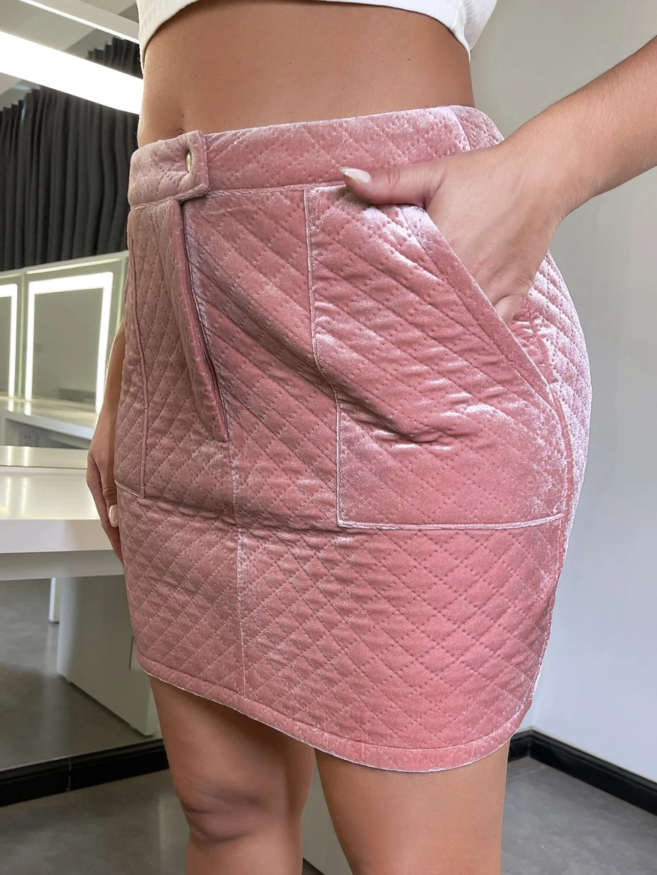 Glamorous Plain Natural Short Women Skirt