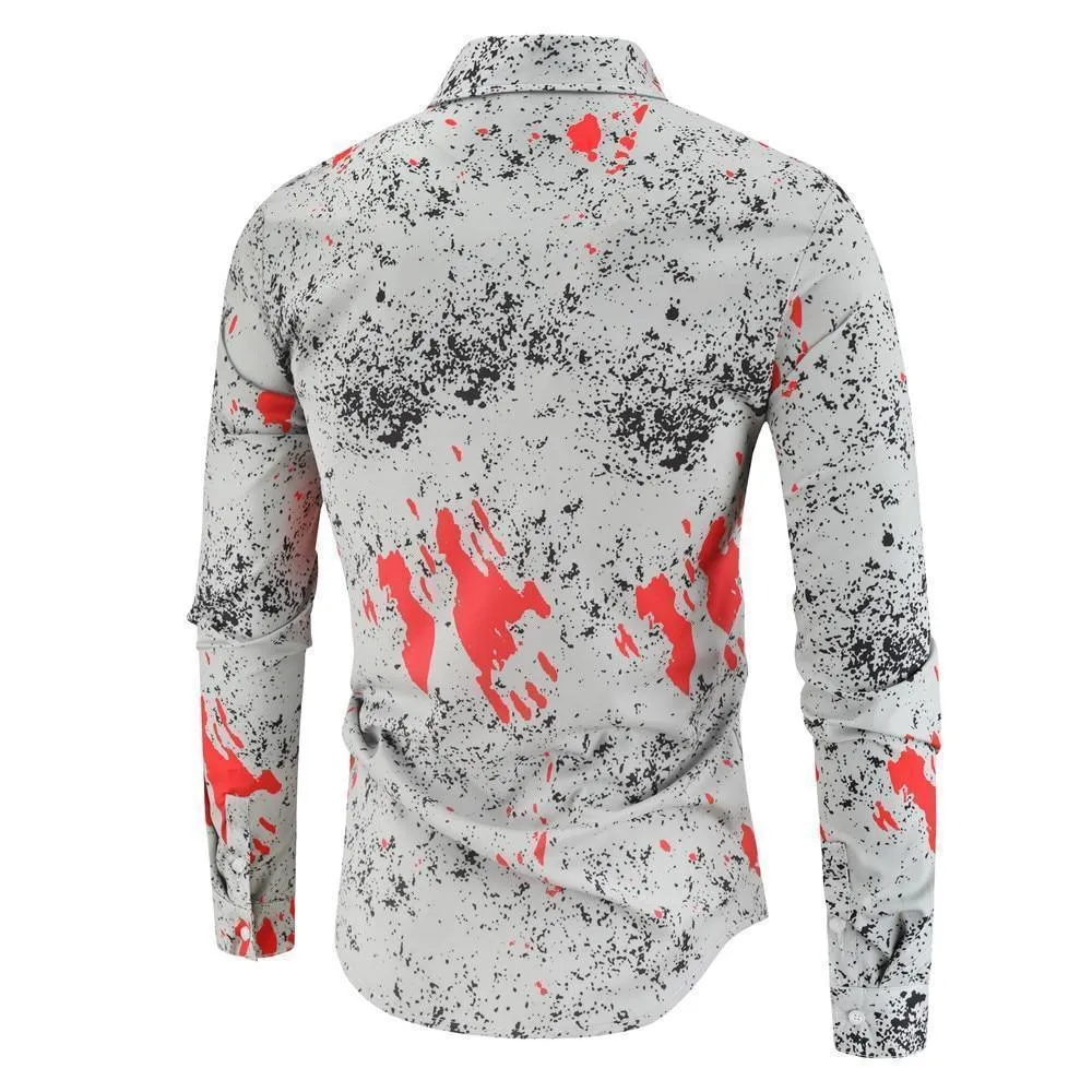 Grey Casual Shirt For Men, Plus Size Shirt