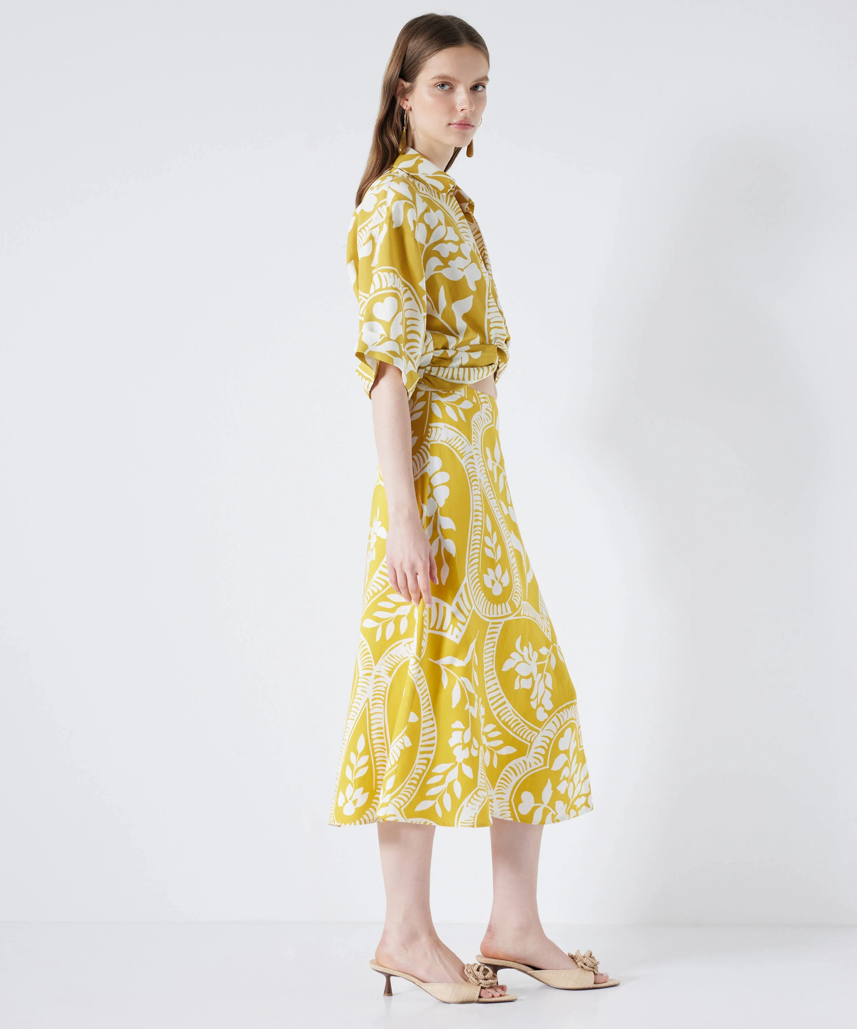Ipekyol Patterned Midi Skirt Saffron