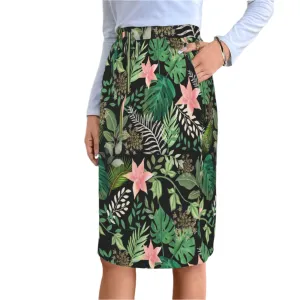 Jungle Black Knee Length Double Pocket Skirt up to 5 XL