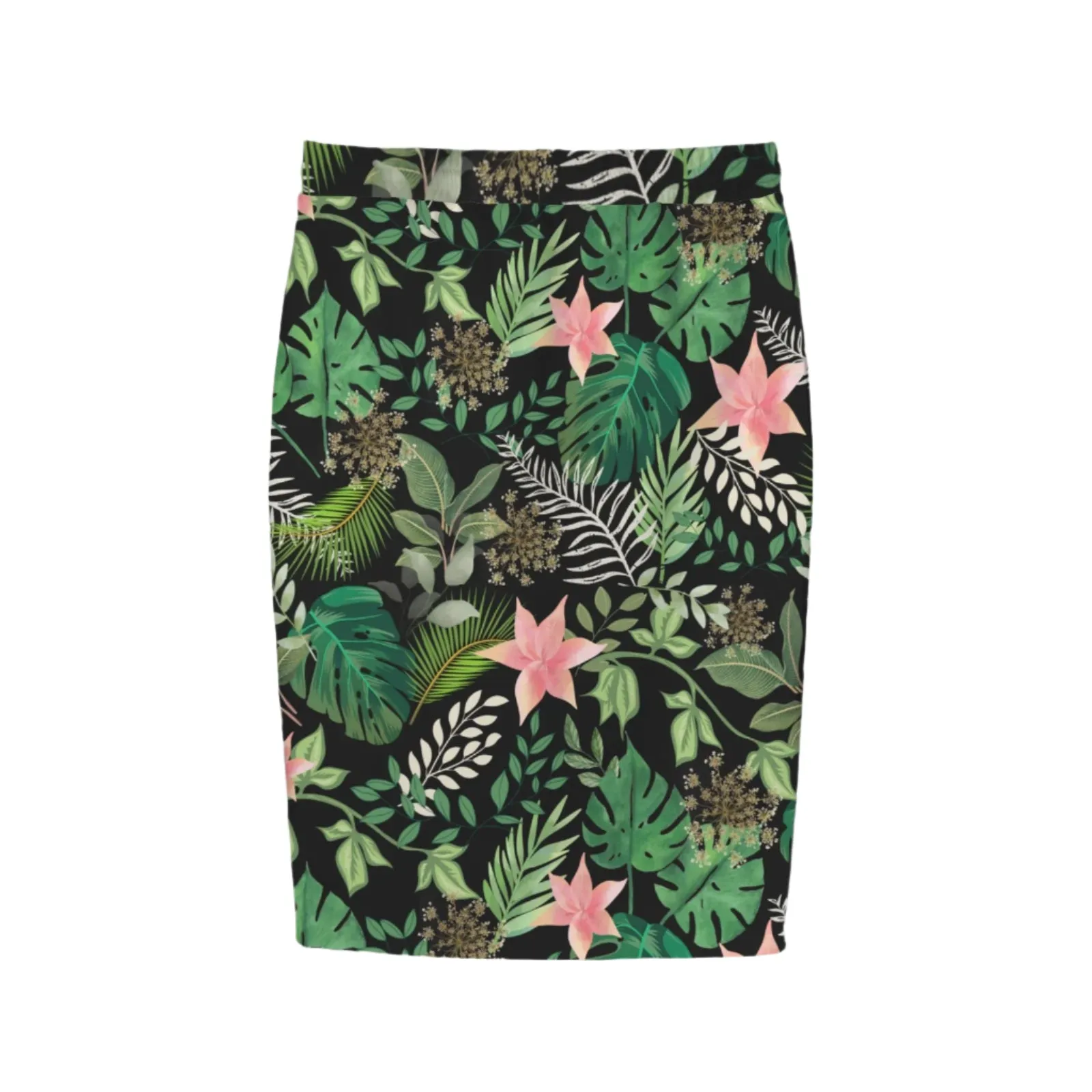 Jungle Black Knee Length Double Pocket Skirt up to 5 XL