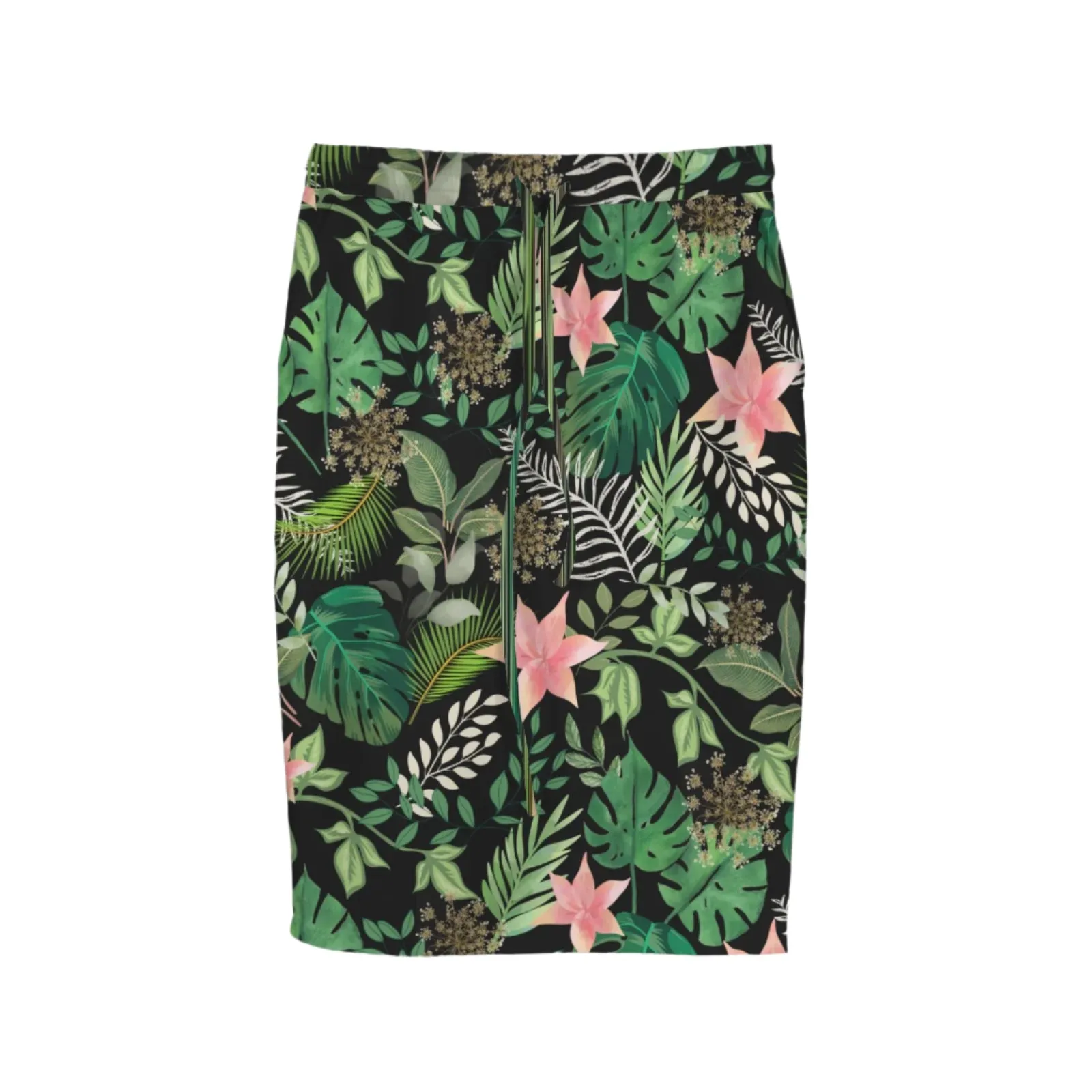 Jungle Black Knee Length Double Pocket Skirt up to 5 XL