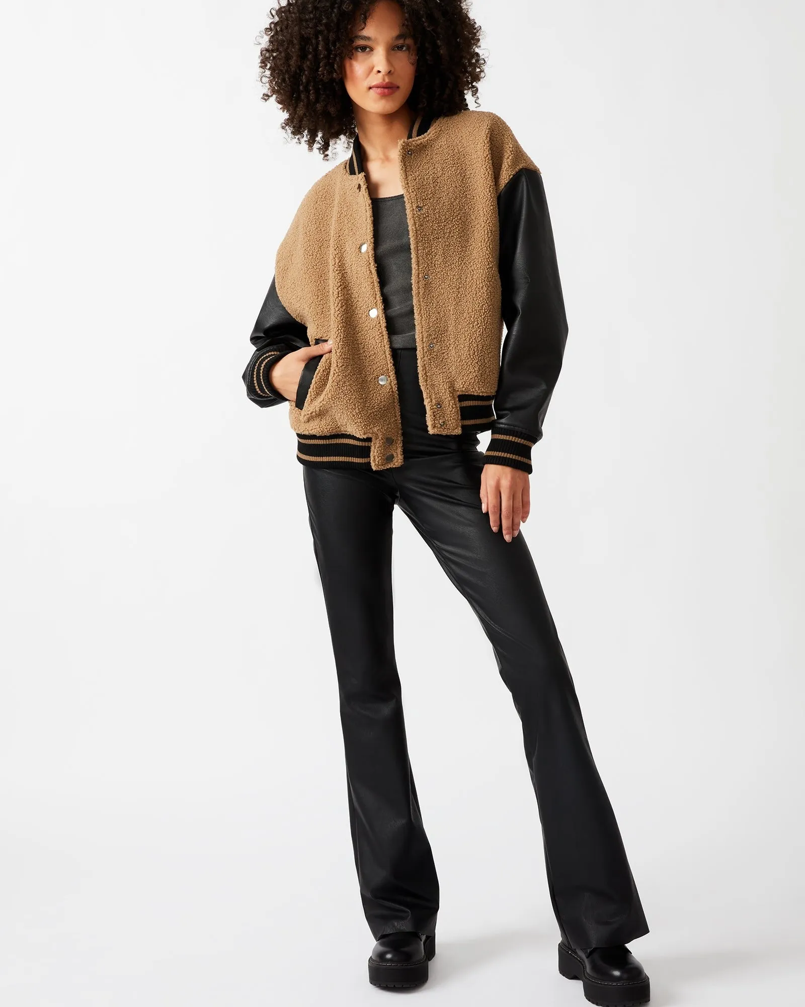 Khaki Mixed Media Florence Bomber Jacket