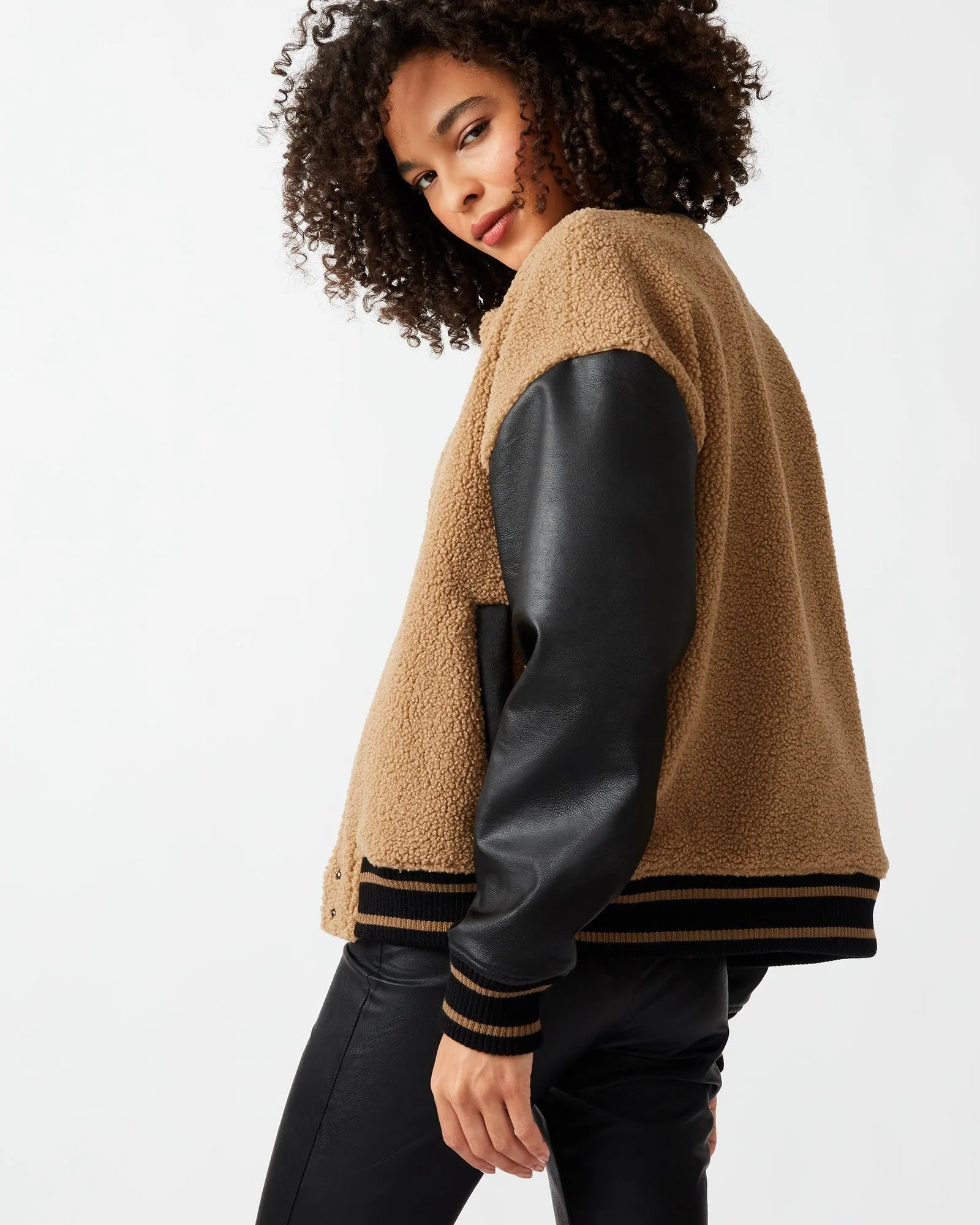 Khaki Mixed Media Florence Bomber Jacket
