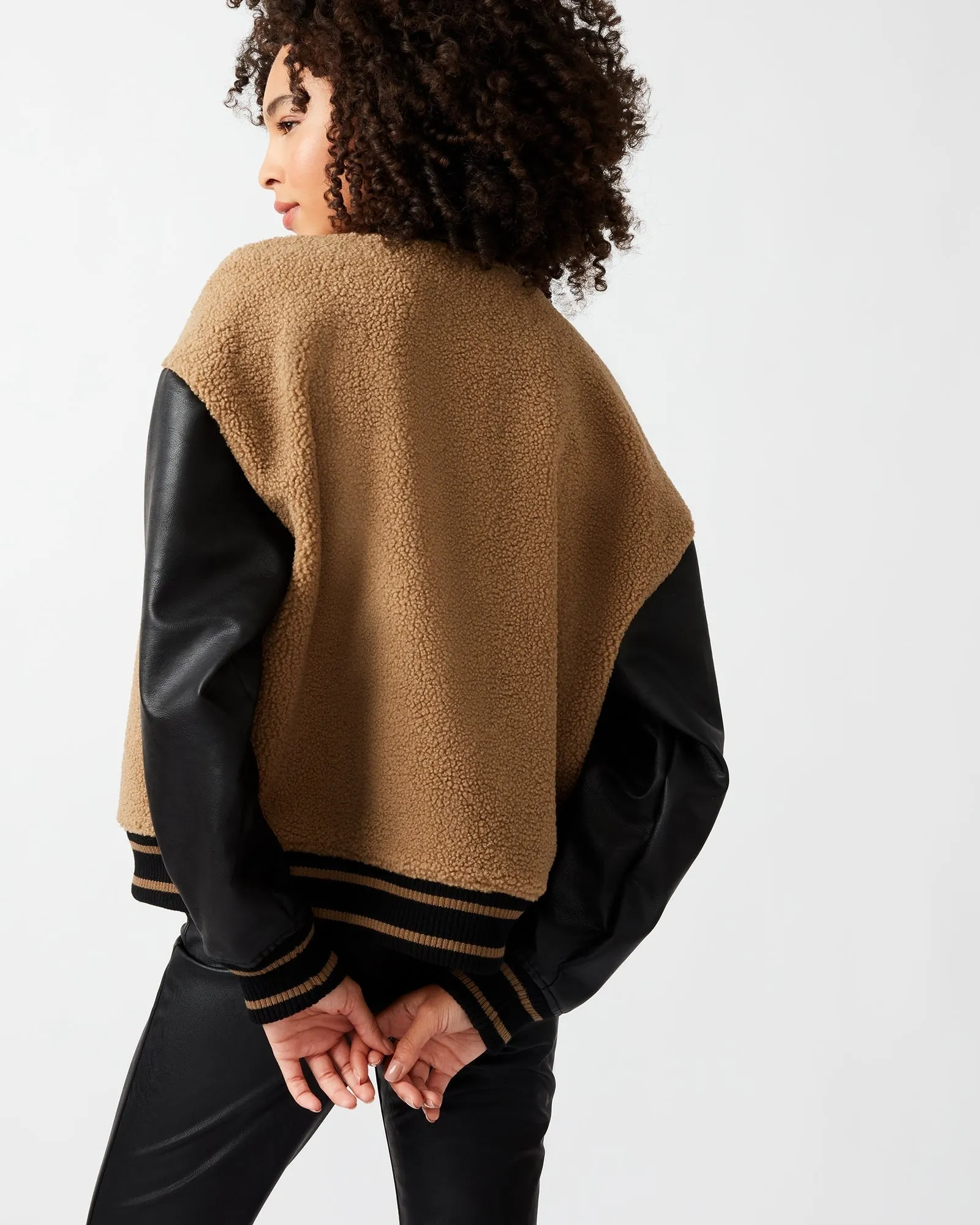 Khaki Mixed Media Florence Bomber Jacket