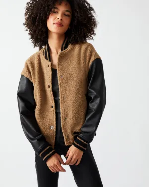 Khaki Mixed Media Florence Bomber Jacket