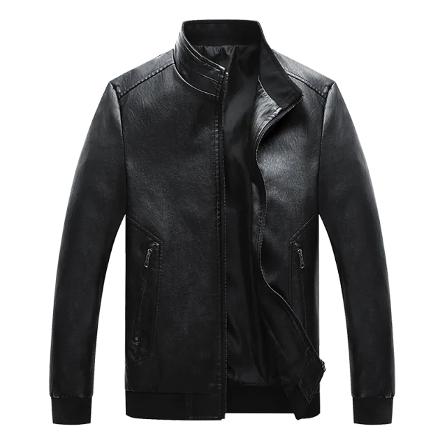Leather Embroidery Bomber Jacket