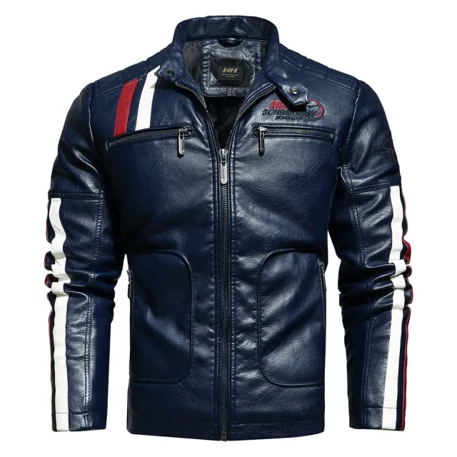 Leather Embroidery Bomber Jacket