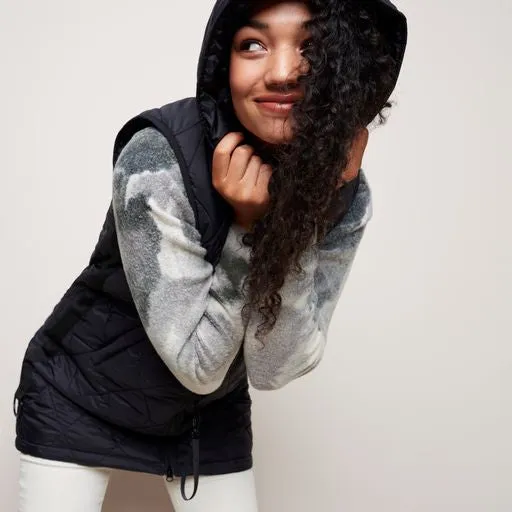 LONG PUFFER VEST W/HOOD C6221-388B