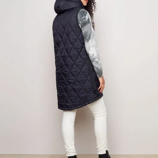 LONG PUFFER VEST W/HOOD C6221-388B