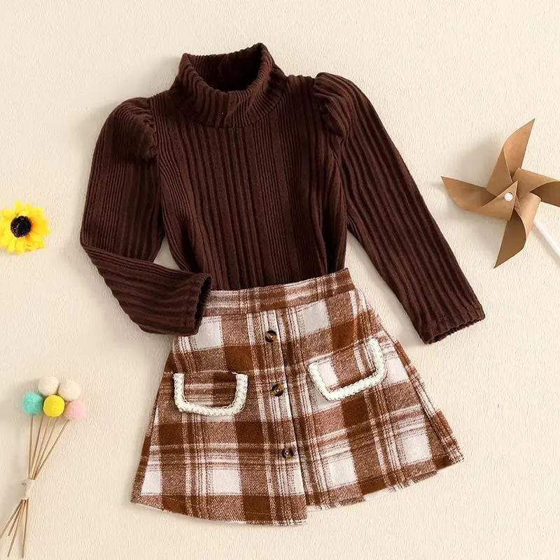 Long Sleeve Pocket Skirts Toddler Set