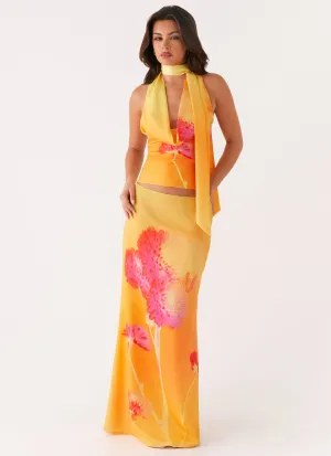 Marrakesh Maxi Skirt - Orange Floral