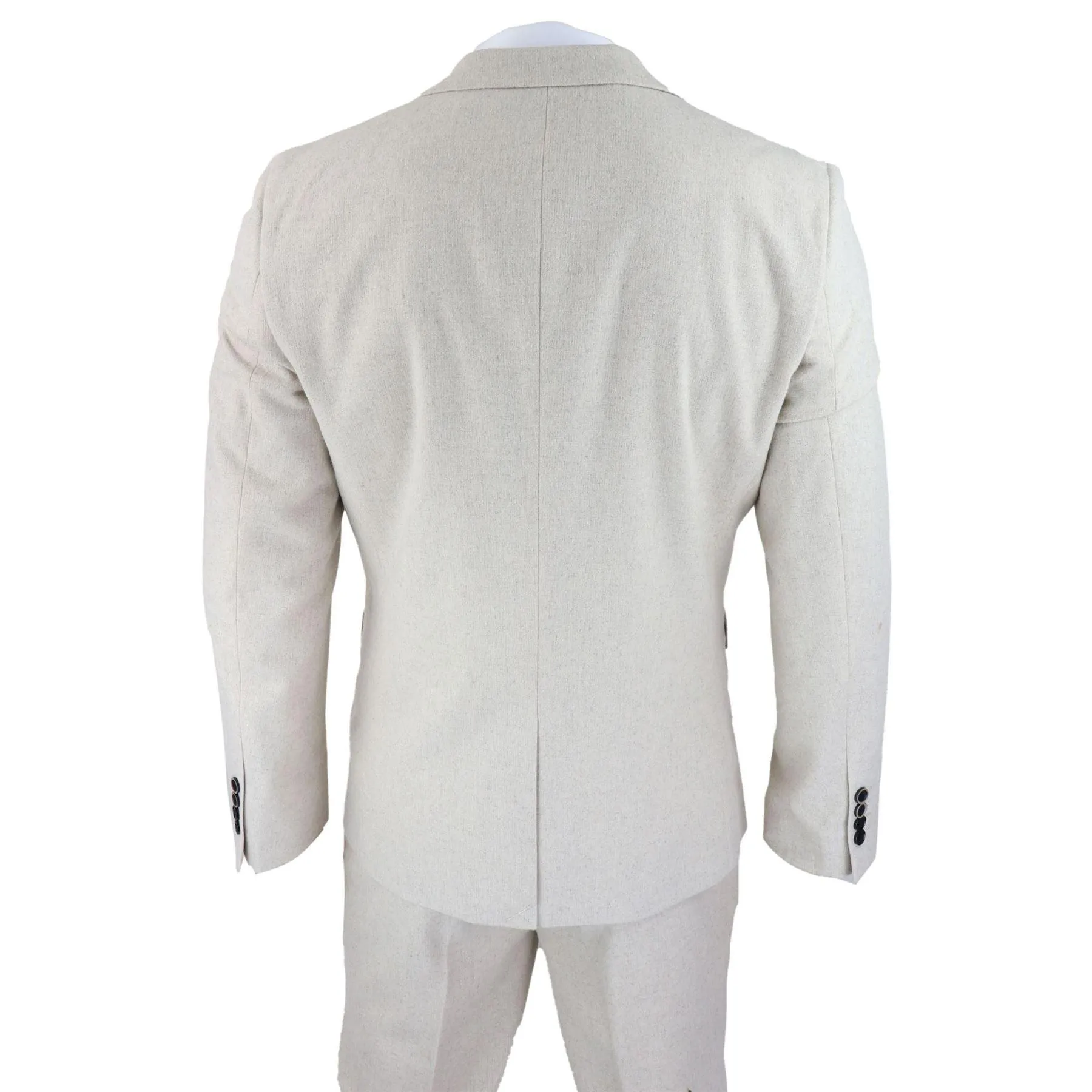 Mens Wool 3 Piece Cream Beige Suit Slim Fit Classic Wedding Party Vintage 1920s