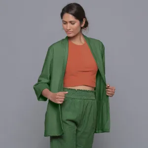 Moss Green Warm Cotton Corduroy Front Open Overlay