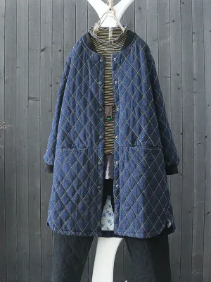 Plaid Thicken Irregular Women Coats
