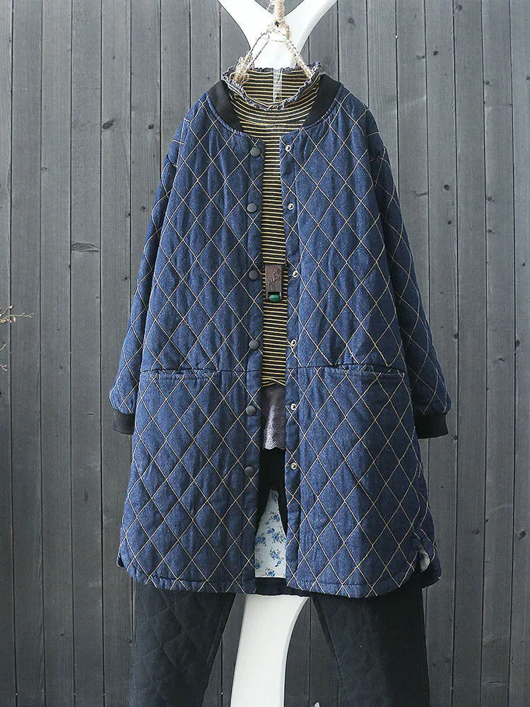 Plaid Thicken Irregular Women Coats