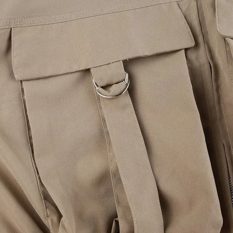 Retro Turtleneck Big Pockets Buckle Zip-Up Jacket
