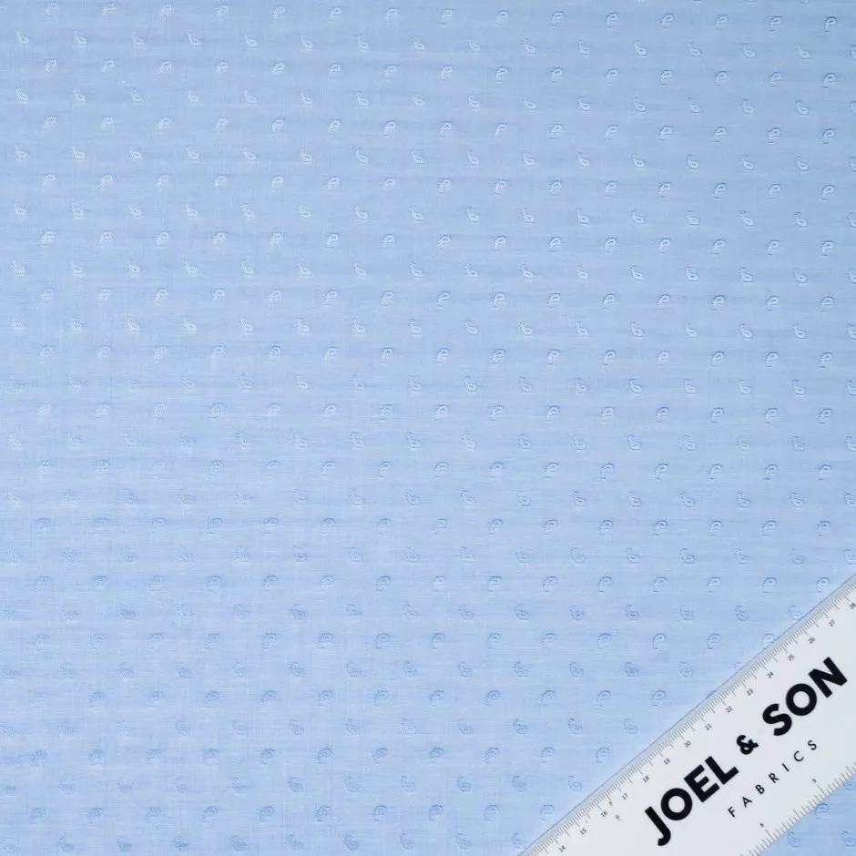 Sky Blue Paisley Jacquard Pure Cotton