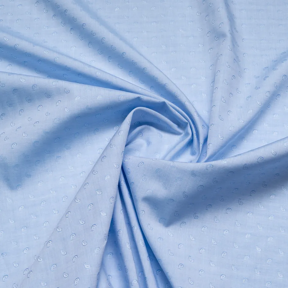 Sky Blue Paisley Jacquard Pure Cotton