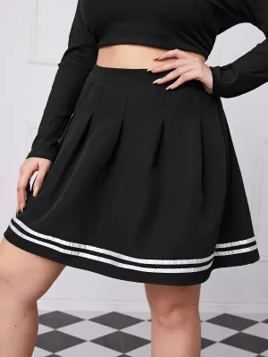 Striped Tape Short Plus Size Skirt