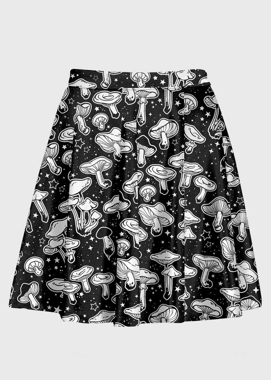 Trendy Dark Academia Galaxy Mushroom Skirt