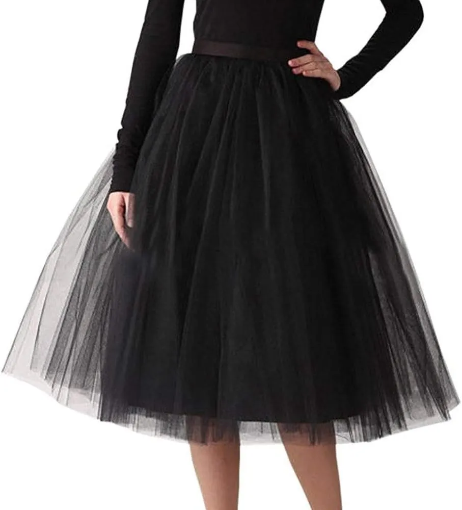 Tutus for Women Layered Tulle Dress 1950s Costume Tulle Skirts Elastic Waist Dance Ballet Skirt Mini Bubble Fairy Skirt