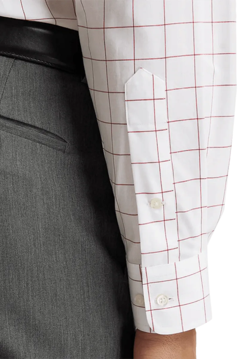 White Non-Iron Cotton Windowpane Casual Shirt
