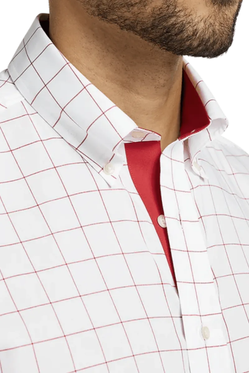 White Non-Iron Cotton Windowpane Casual Shirt
