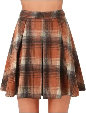 Women Plaid Mini Skirts High Wasited Pleated Skirt Summer A Line Skirts Plus Size Flared Skirt Casual School Uniform