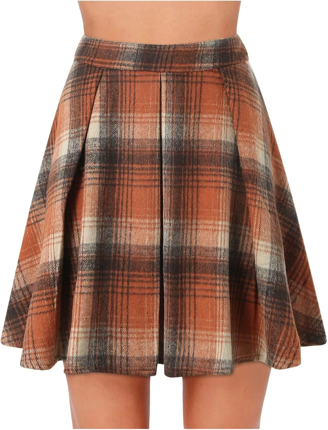Women Plaid Mini Skirts High Wasited Pleated Skirt Summer A Line Skirts Plus Size Flared Skirt Casual School Uniform