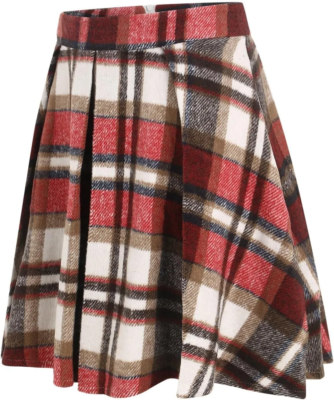 Women Plaid Mini Skirts High Wasited Pleated Skirt Summer A Line Skirts Plus Size Flared Skirt Casual School Uniform