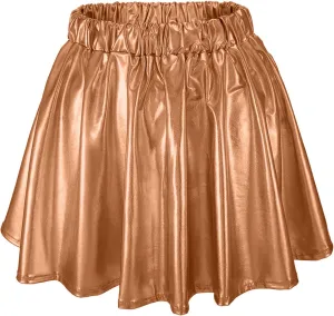 Womens Fashion High Waisted Pleated Skirts Shiny Metallic Dance Skirt Flared A Line Mini Skort Carnival Sequin Skirts
